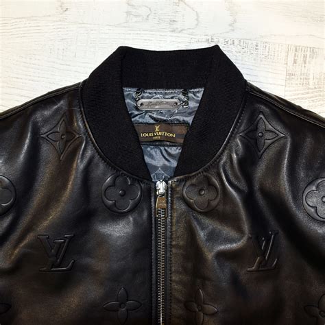 lv black leather jacket|lv bomber jacket men's.